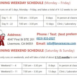 CNA TRAINING Class Schedule