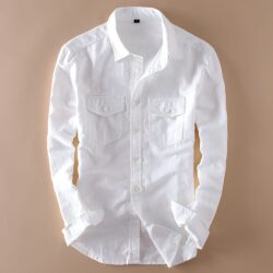 Double Pocket White Shirts Cotton