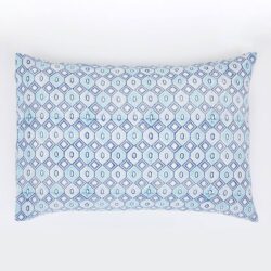 Geometric Aqua Blue Hand Block Print Cotton Pillow Cover (1)