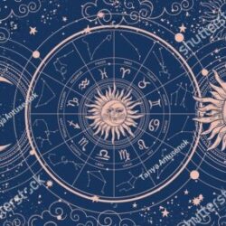 stock-vector-modern-astrology-banner-vintage-horoscope-zodiac-wheel-with-signs-and-constellations-sun-and-2299485507-570x284
