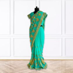 light blue green ready to wear saree
