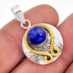 925-sterling-silver-natural-blue-lapis-lazuli-round-gold-pendant-y76096